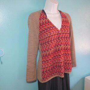 Kuna Baby Alpaca Knit Cardigan Size S Handknit Peru 34" Bust Snap Front Sweater